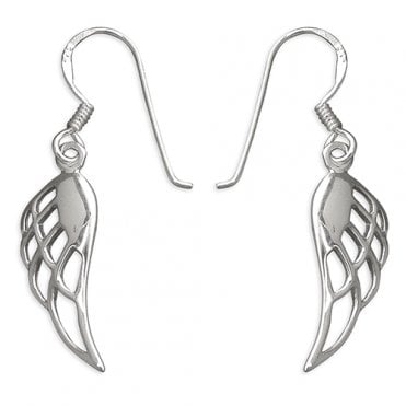 Sterling Silver Angel Wing Drop Earrings