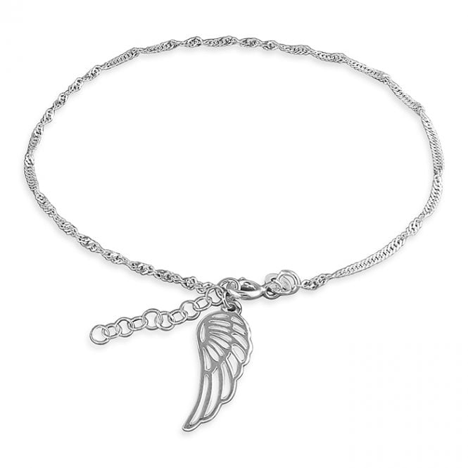 Eternity Sterling Silver Anklet with Angel Wing