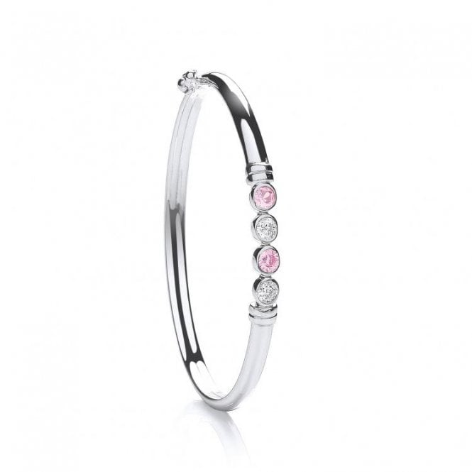 Eternity Sterling Silver Baby/Kids Pink/Cubic Zirconia Bangle