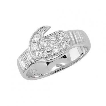 Sterling Silver Childrens Cubic Zirconia Boxing Glove Ring Size G