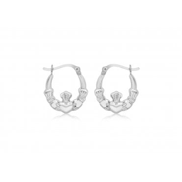 Sterling Silver Claddagh Creole Hoop Earrings
