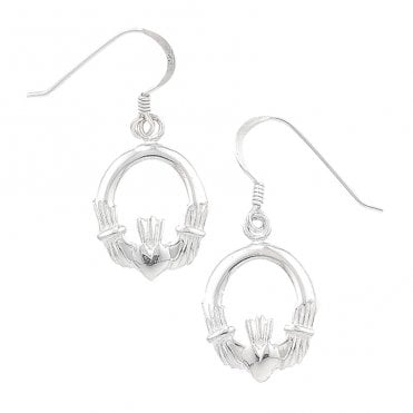 Sterling Silver Claddagh Drop Earrings