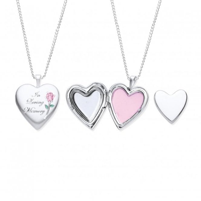 Eternity Sterling Silver Cremation Heart Locket and 18'' Chain