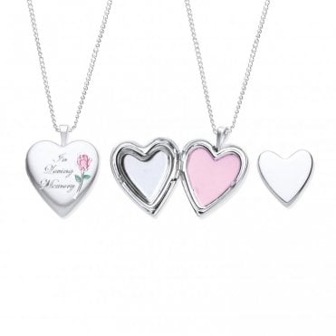 Sterling Silver Cremation Heart Locket and 18'' Chain