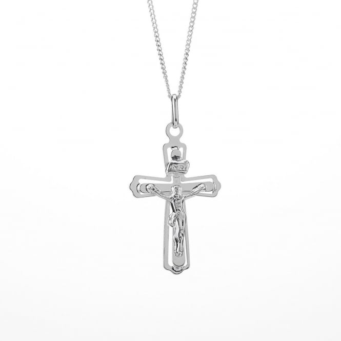 Eternity Sterling Silver Crucifix Pendant and 18