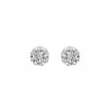 Sterling Silver Crystal Ball Stud Earrings