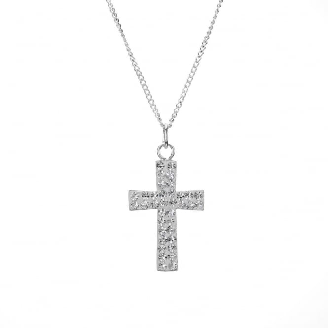 Eternity Sterling Silver Crystal Cross Pendant and 18'' Chain