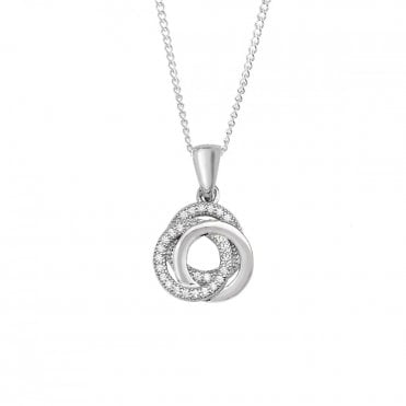 Sterling Silver Cubic Zirconia 3 Circle Pendant and 18'' Chain