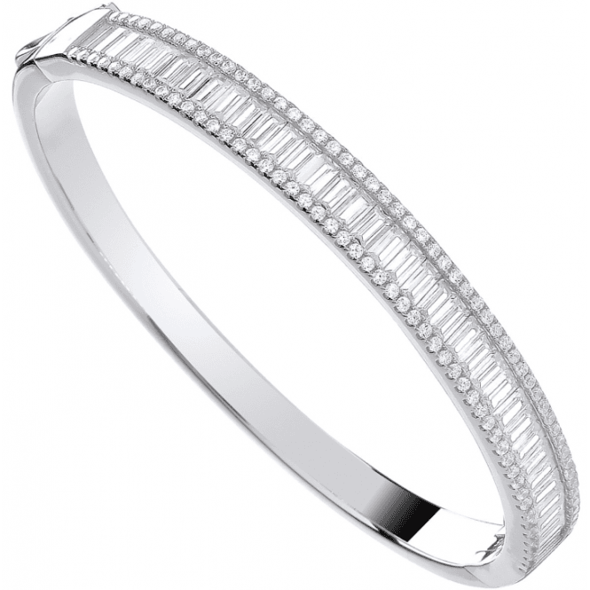 Eternity Sterling Silver Cubic Zirconia Baguette Bangle
