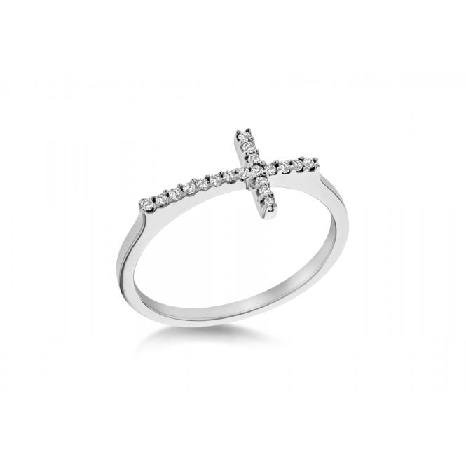 Eternity Sterling Silver Cubic Zirconia Cross Ring Size L