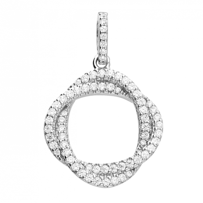 Eternity Sterling Silver Cubic Zirconia Entwined Ovals Pendant & 18