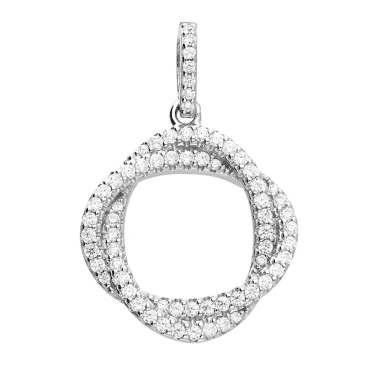Sterling Silver Cubic Zirconia Entwined Ovals Pendant & 18" Chain