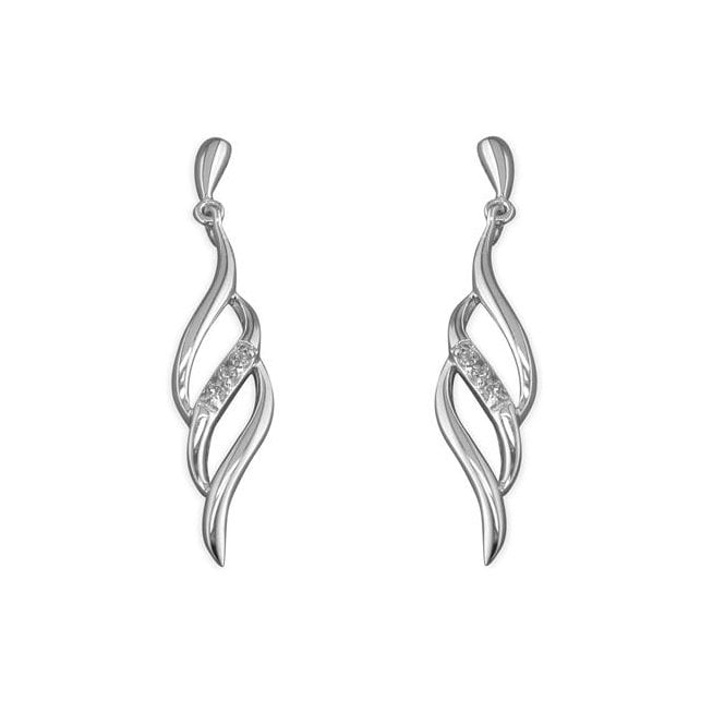 Eternity Sterling Silver Cubic Zirconia Flame Drop Earrings