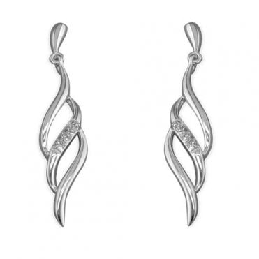 Sterling Silver Cubic Zirconia Flame Drop Earrings