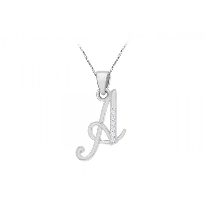Eternity Sterling Silver Cubic Zirconia Initial 'A' Pendant & 18'' Chain