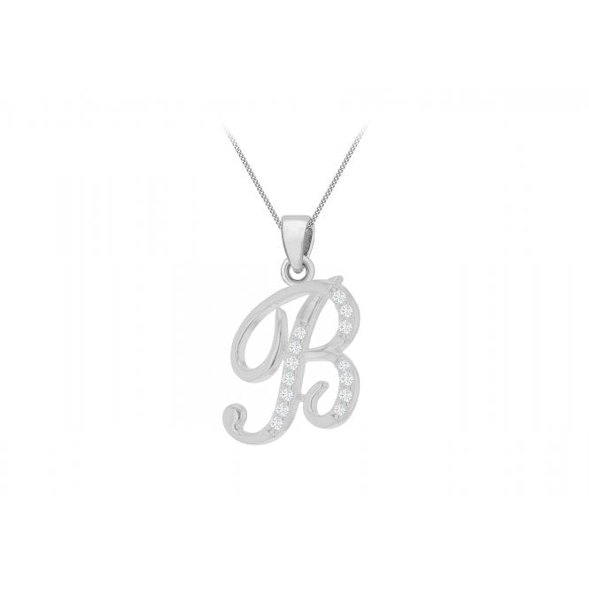 Eternity Sterling Silver Cubic Zirconia Initial 'B' Pendant & 18'' Chain