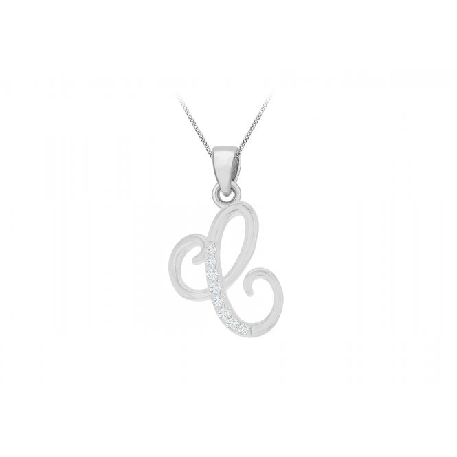 Eternity Sterling Silver Cubic Zirconia Initial 'C' Pendant & 18'' Chain