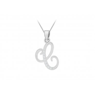 Sterling Silver Cubic Zirconia Initial 'C' Pendant & 18'' Chain