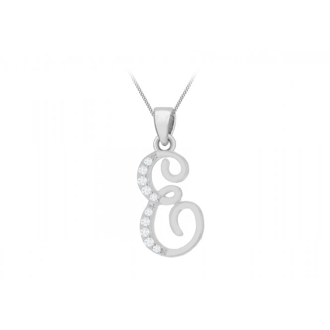 Eternity Sterling Silver Cubic Zirconia Initial 'E' Pendant & 18'' Chain