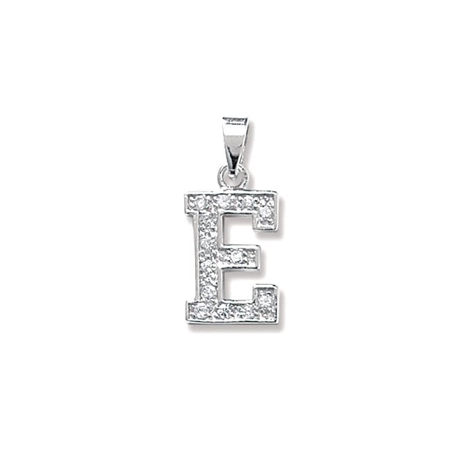 Eternity Sterling Silver Cubic Zirconia Initial 'E' Pendant & 18'' Chain