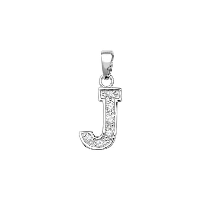 Eternity Sterling Silver Cubic Zirconia Initial 'J' Pendant & 18'' Chain