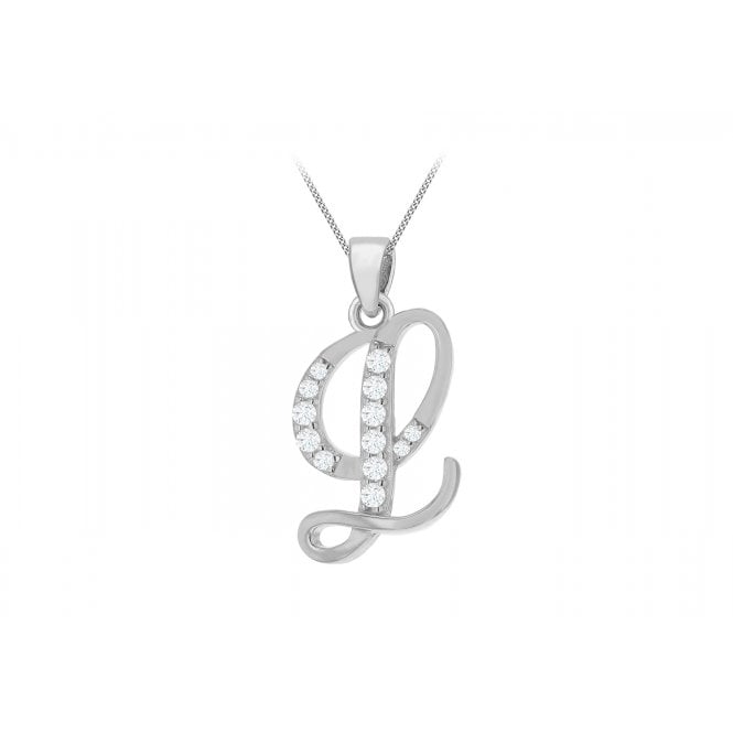 Eternity Sterling Silver Cubic Zirconia Initial 'L' Pendant & 18'' Chain
