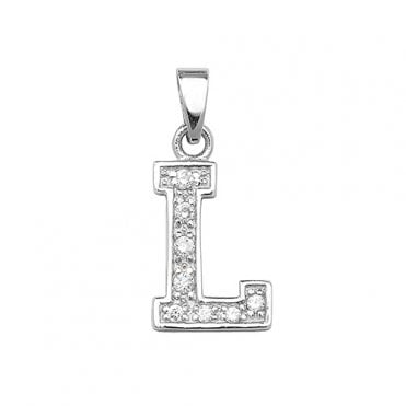 Sterling Silver Cubic Zirconia Initial 'L' Pendant & 18'' Chain