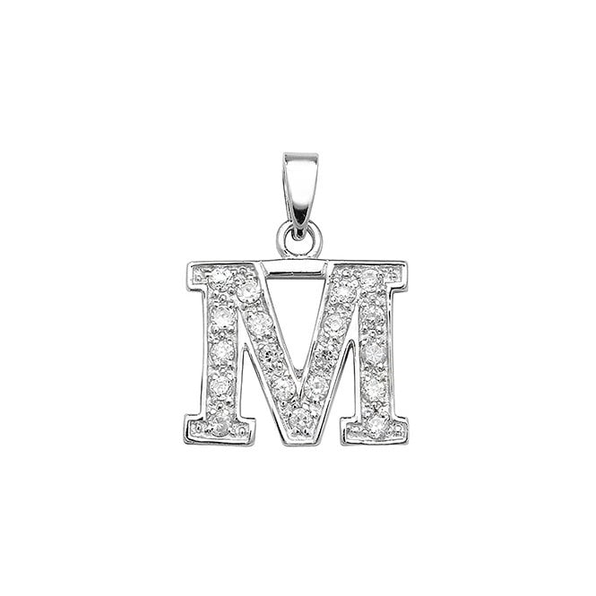 Eternity Sterling Silver Cubic Zirconia Initial 'M' Pendant & 18'' Chain
