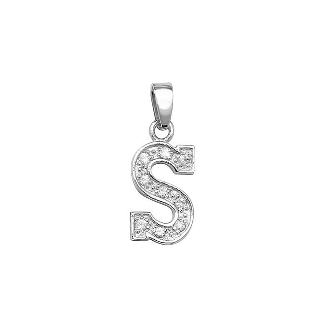 Eternity Sterling Silver Cubic Zirconia Initial 'S' Pendant & 18'' Chain