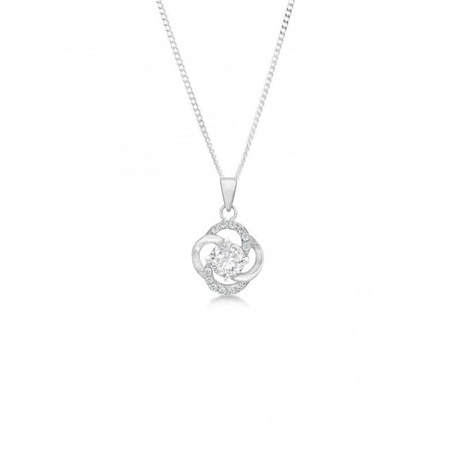 Eternity Sterling Silver Cubic Zirconia Knot Pendant and 18'' Chain