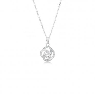 Sterling Silver Cubic Zirconia Knot Pendant and 18'' Chain