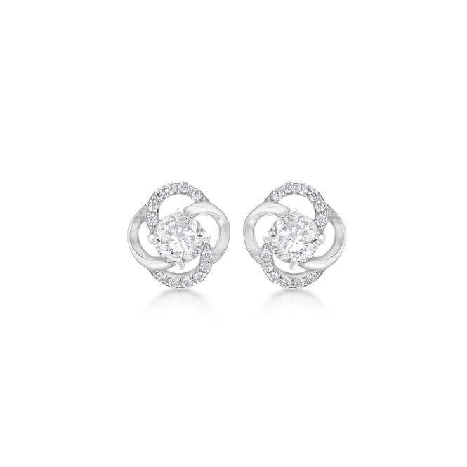 Eternity Sterling Silver Cubic Zirconia Knot Stud Earrings