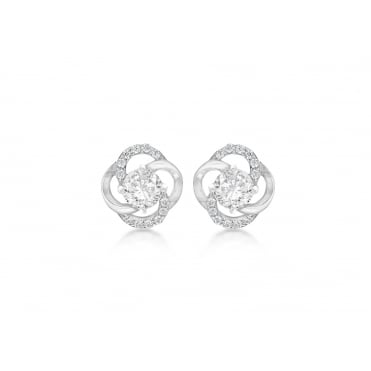 Sterling Silver Cubic Zirconia Knot Stud Earrings