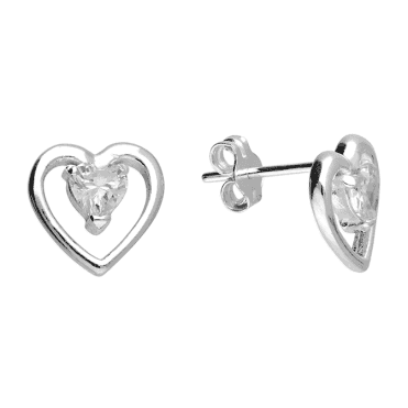 Sterling Silver & Cubic Zirconia Open Heart Stud Earrings