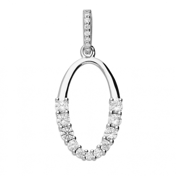 Eternity Sterling Silver Cubic Zirconia Oval Pendant & 18