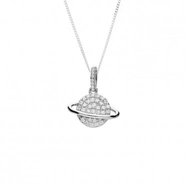 Sterling Silver Cubic Zirconia Satellite Pendant and 18'' Chain
