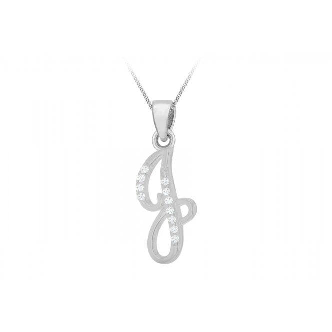Eternity Sterling Silver Cubic Zirconia Set Initial 'J' Pendants & 18