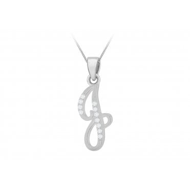 Sterling Silver Cubic Zirconia Set Initial 'J' Pendants & 18" Chain