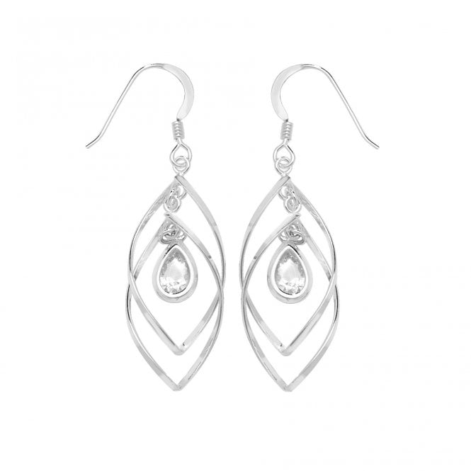 Eternity Sterling Silver Cubic Zirconia Teardrop in Spiral Drop Earrings