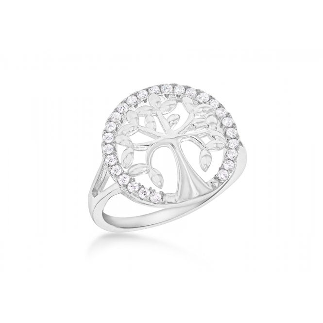 Eternity Sterling Silver Cubic Zirconia Tree of Life Ring Size L