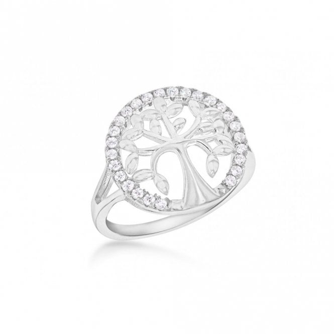Eternity Sterling Silver Cubic Zirconia Tree of Life Ring Size P