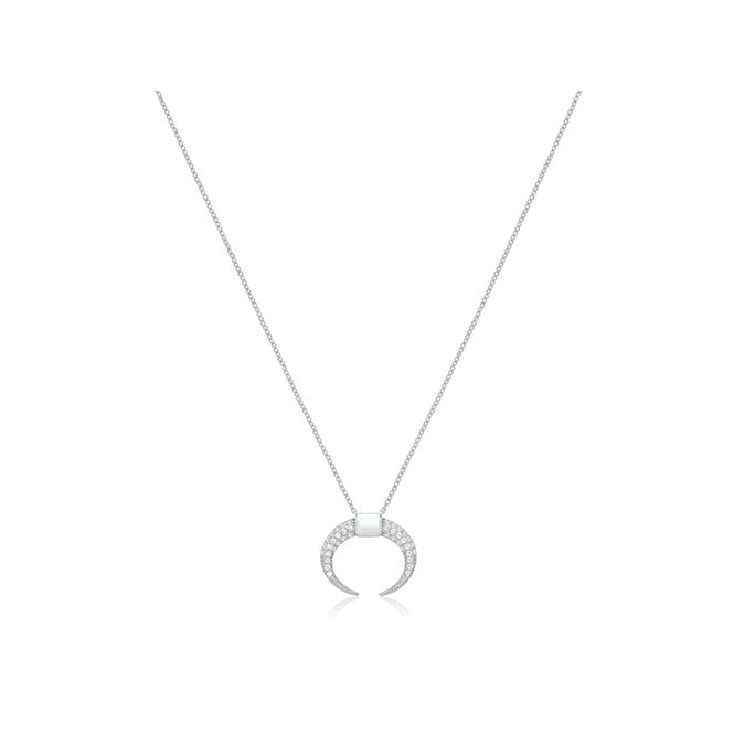 Eternity Sterling Silver Cubic Zironia Set Horn Pendant & 18