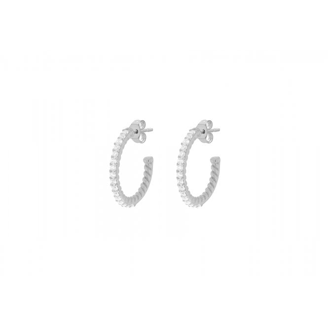 Eternity Sterling Silver CZ Half Hoop Earring