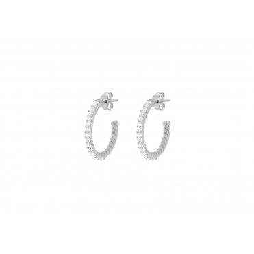 Sterling Silver CZ Half Hoop Earring