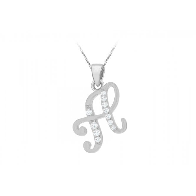 Eternity Sterling Silver CZ Set Initial H + Chain