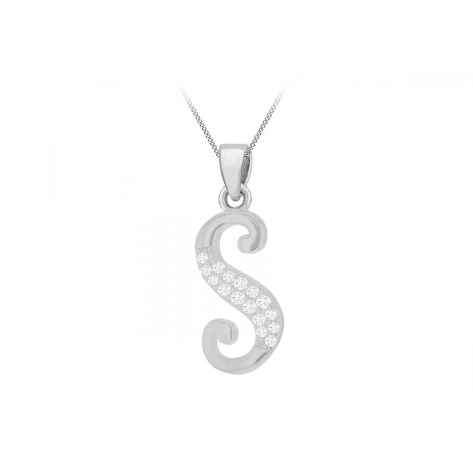 Eternity Sterling Silver CZ Set Initial S + Chain