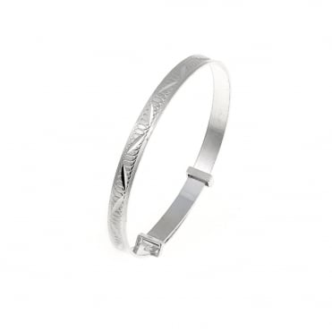 Sterling Silver Diamond Cut Expanding Baby/Kids Bangle