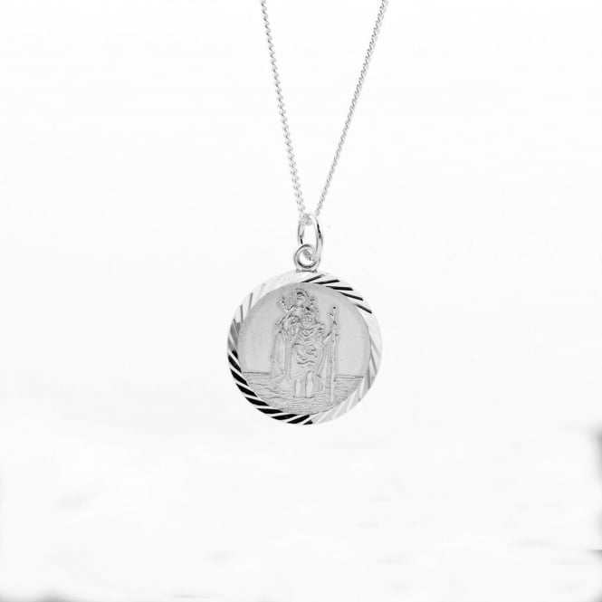Eternity Sterling Silver Diamond Cut St.Christopher Pendant and 18'' Chain