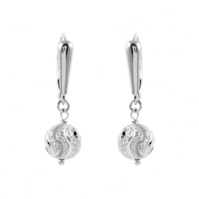 Eternity Sterling Silver Fancy Diamond Cut Ball Drop Earrings
