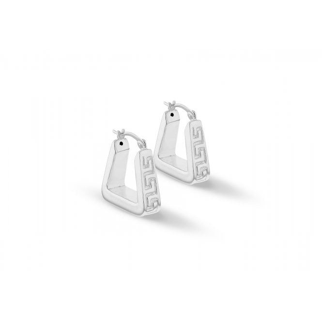 Eternity Sterling Silver Greek Key Handbag Creoles